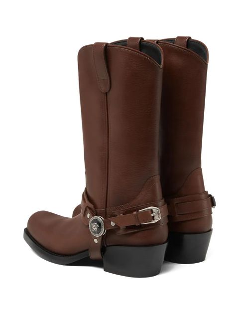 Versace leather cowboy boots - Brown