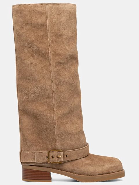 MICHAEL Michael Kors kozaki zamszowe Colby damskie kolor beżowy na płaskim obcasie 40F5COFB5S.297 - zdjęcie produktu nr 2