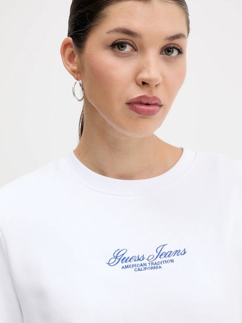 Guess Jeans bluza bawełniana damska kolor biały z aplikacją W5YQ28 KCPR1