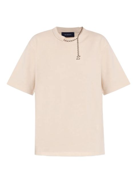 Sportmax chain-embellished cotton T-shirt - Neutrals - zdjęcie produktu nr 1
