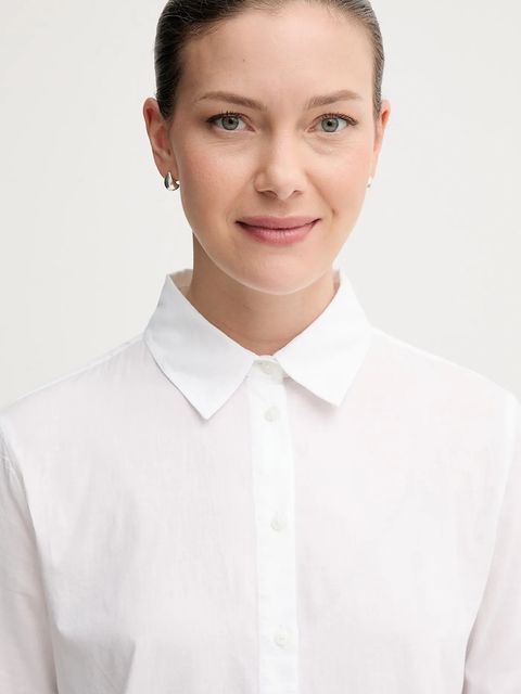 United Colors of Benetton koszula bawełniana damska kolor biały regular z kołnierzykiem klasycznym 5WPQDQ0AX