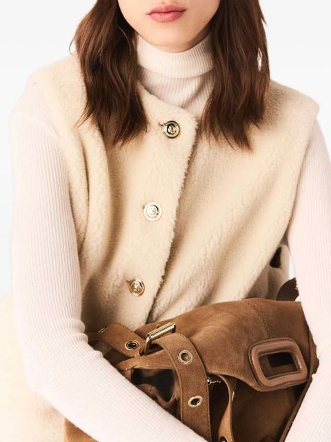 Maje quilted faux fur coat - Green