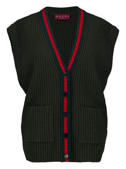 Gucci buttoned V-neck vest - Green - zdjęcie produktu nr 1