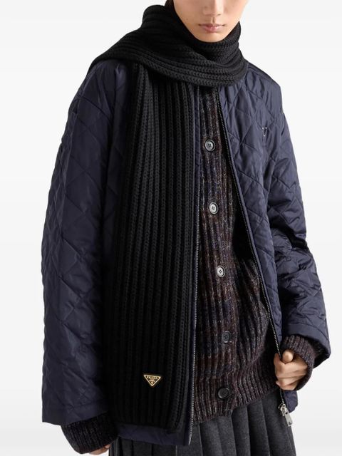 Prada enameled triangle knit scarf - Black
