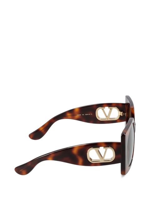 Valentino Garavani VLogo rectangle-frame sunglasses - Brown