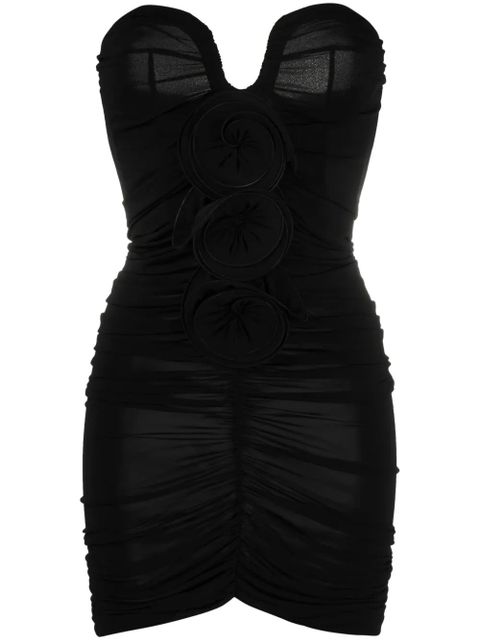 Magda Butrym floral-appliqué ruched minidress - Black - zdjęcie produktu nr 1