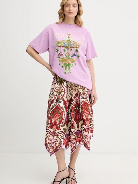 Farm Rio t-shirt bawełniany damski kolor różowy 354549