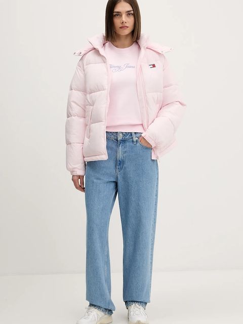 Tommy Jeans bluza bawełniana damska kolor różowy z nadrukiem DW0DW21922