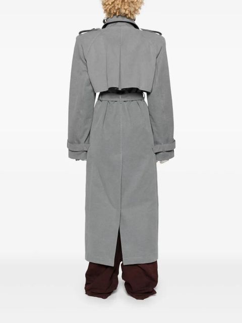 The Attico shoulder-pads canvas trench coat - Grey