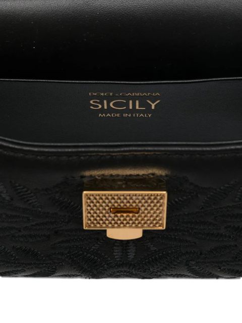 Dolce & Gabbana small Sicily floral-embroidered tote bag - Black