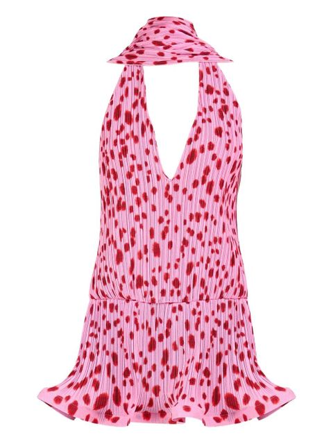 Rowen Rose plunging-neck pleated dress - Pink