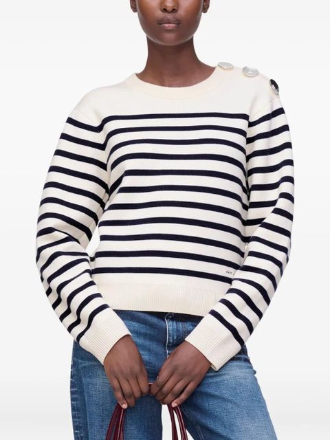 Marc Jacobs Breton stripe button-detailed sweater - White