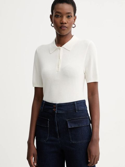 Calvin Klein polo damski kolor beżowy LV044C341G - zdjęcie produktu nr 1