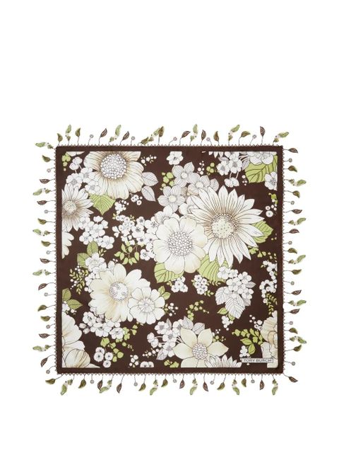 Tory Burch floral silk square scarf - Brown - zdjęcie produktu nr 1