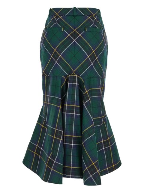 Alexander McQueen tartan draped midi skirt - Green - zdjęcie produktu nr 2