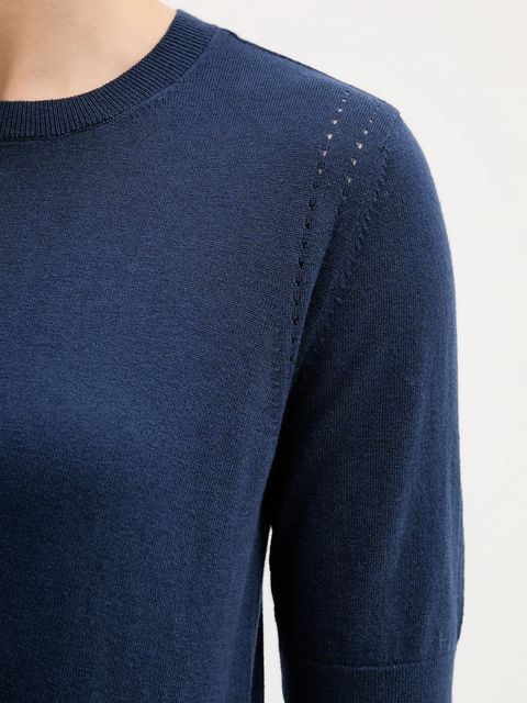 Sisley sweter z dodatkiem wełny damski kolor granatowy lekki 1SBXM106L