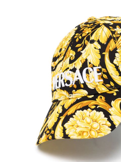 Versace Barocco pattern-print cap - Yellow