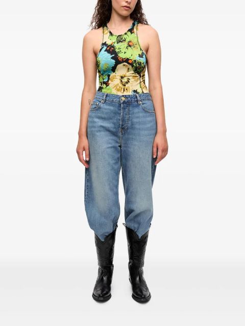 GANNI floral-print bodysuit - Blue