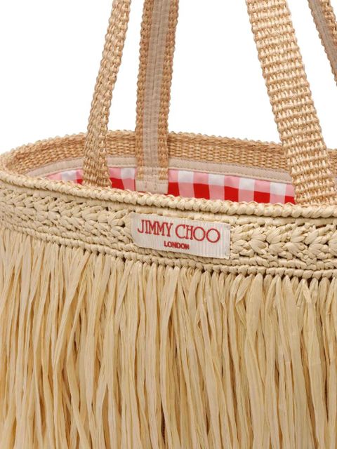 Jimmy Choo fringed-detail raffia beach bag - Neutrals
