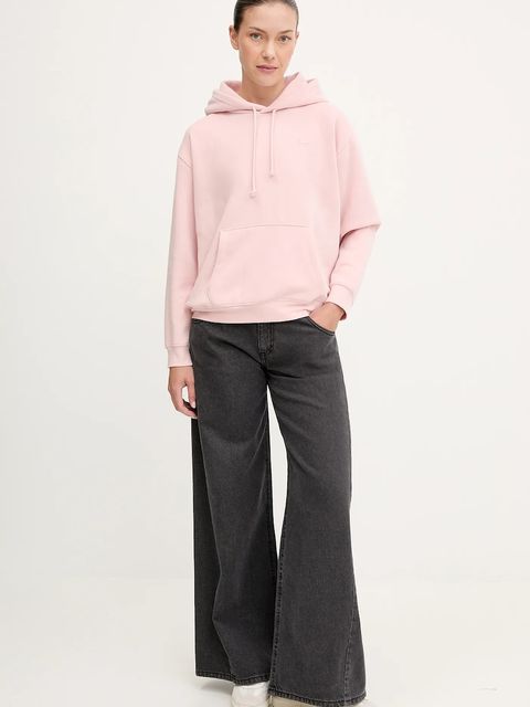 Levi's bluza damska kolor różowy z kapturem gładka A5943 - zdjęcie produktu nr 2