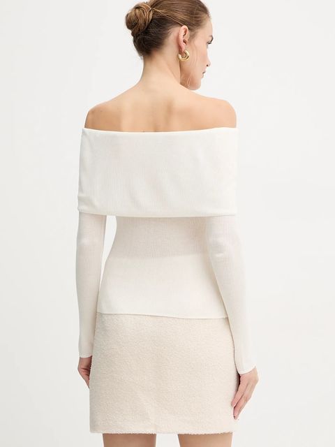 Guess longsleeve MELANIE kolor beżowy dekolt hiszpański W5BR48 Z0612