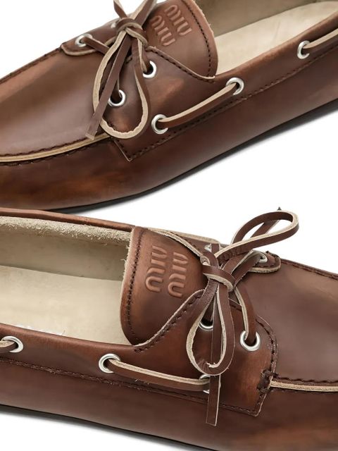 Miu Miu lace-up loafers - Brown