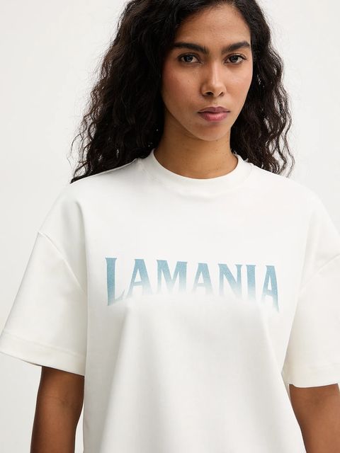 La Mania t-shirt bawełniany DEVONTE damski kolor beżowy DEVONTE