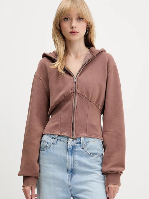 Guess Originals bluza damska kolor brązowy z kapturem melanżowa W5BQ29 K4110 - zdjęcie produktu nr 1