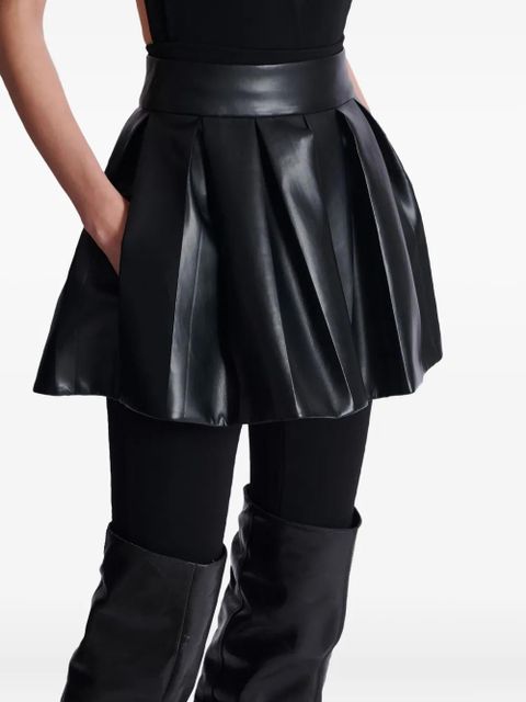 Balmain pleated faux-leather mini skirt - Black