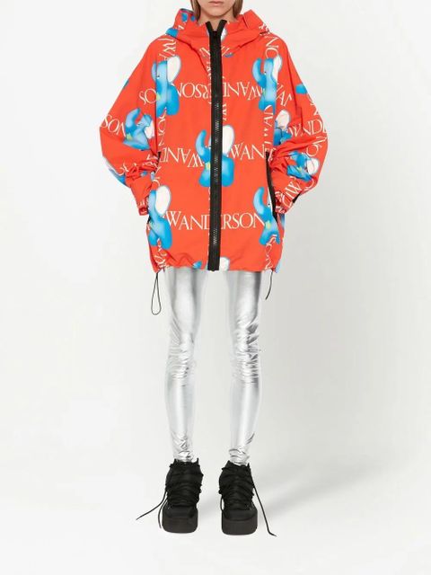 JW Anderson elephant-print oversized hooded jacket - Red