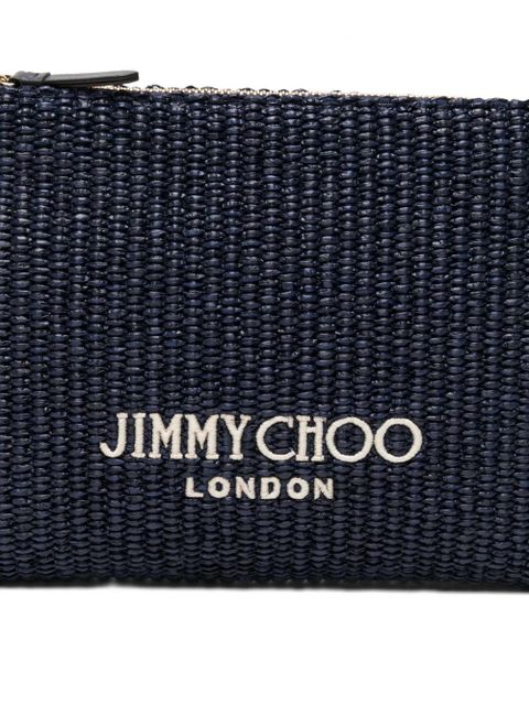 Jimmy Choo woven logo-print clutch bag - Blue