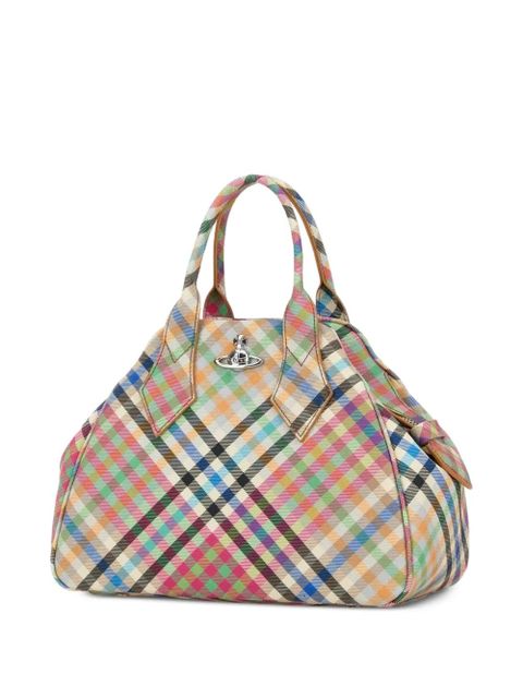 Vivienne Westwood medium Yasmine plaid tote bag - Neutrals