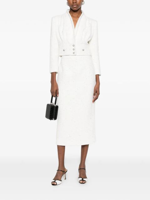 Alessandra Rich sequin-embellished midi skirt - White - zdjęcie produktu nr 2