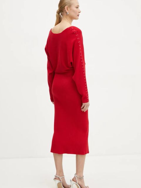 Morgan sukienka RMLIDO kolor czerwony maxi dopasowana RMLIDO