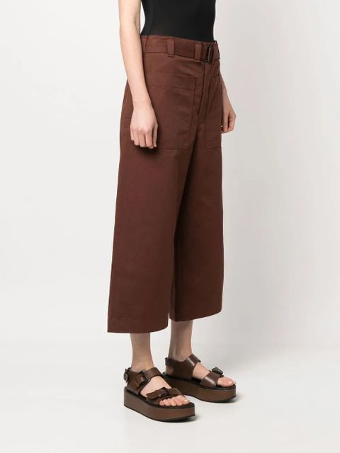 LEMAIRE wide-leg cotton-linen trousers - Brown