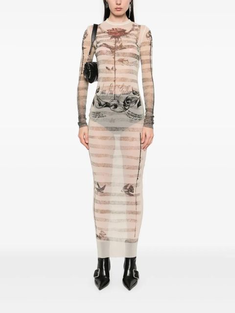 Jean Paul Gaultier Tattoo Marinière maxi dress - Neutrals