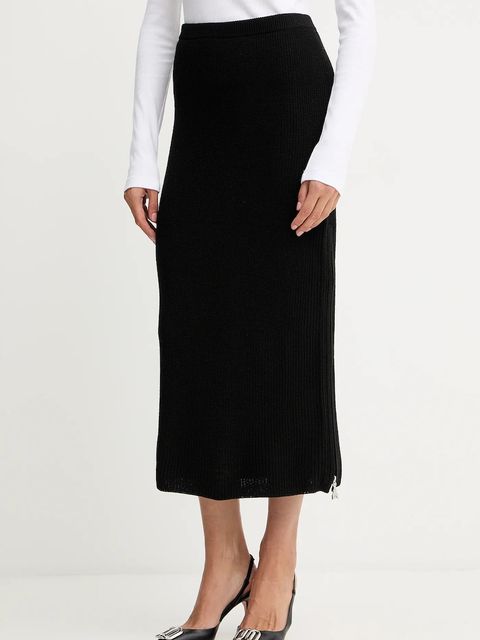 Patrizia Pepe spódnica z dodatkiem wełny kolor czarny midi ołówkowa 2G1042 K9O3A - zdjęcie produktu nr 1