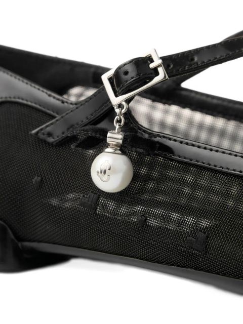 Jimmy Choo Eleri cross-strap mesh ballet flats - Black