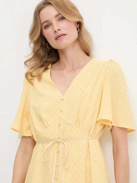 Answear.LAB sukienka kolor żółty midi rozkloszowana