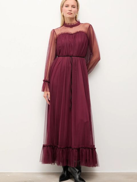 Answear.LAB sukienka kolor bordowy maxi prosta - zdjęcie produktu nr 1