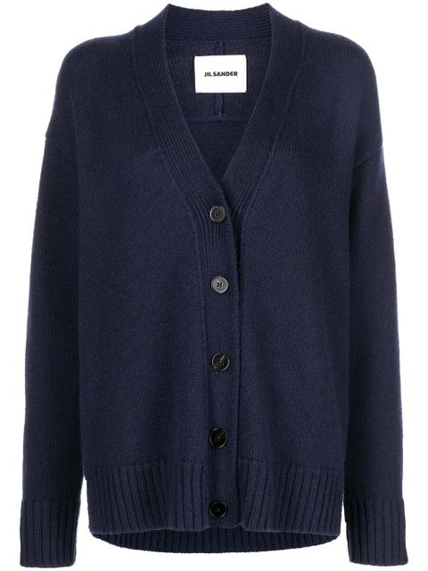Jil Sander V-neck knitted cardigan - Blue - zdjęcie produktu nr 1