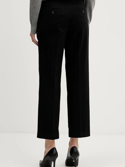 Sisley spodnie damskie kolor czarny proste high waist 4K2ZLF03V