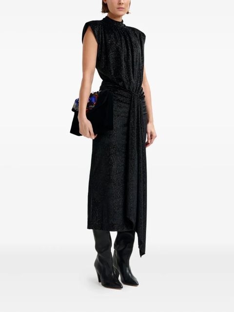 Essentiel Antwerp Inche dots mock neck midi dress - Black