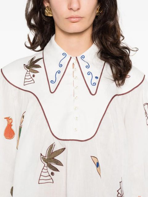 ALEMAIS Mina collar graphic blouse - White