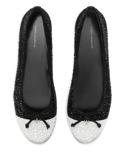 Tory Burch cap-toe crystal ballet flats - Black