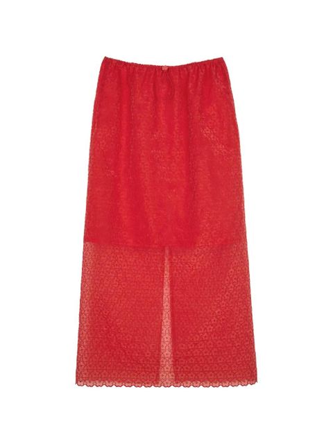 Cecilie Bahnsen Bala floral-lace midi skirt - Red - zdjęcie produktu nr 1
