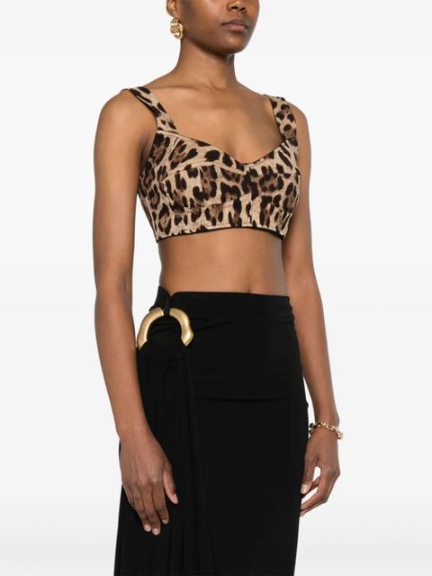 Dolce & Gabbana silk-blend cropped top - Brown