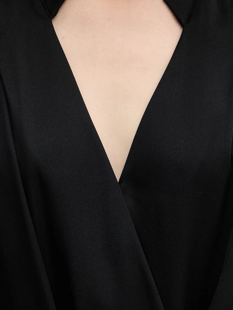 BOSS bluzka jedwabna damska kolor czarny gładka 50548238