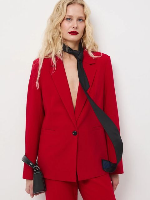 Medicine marynarka damska kolor czerwony jednorzędowa gładka