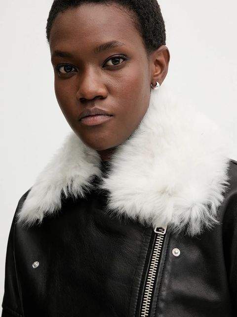 AllSaints ramoneska skórzana VENDRA kolor czarny przejściowa oversize W021LD